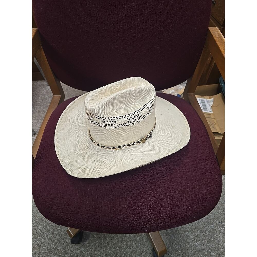 Bandora Mexico Bangora Straw Cowboy Hat 7 1/8 Vented Cattleman Western Sun Hat